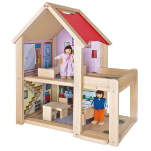 Dřevěný domeček pro panenky Doll's House Eichhorn komplet vybavený nábytkem a 2 figurkami výška 41 cm