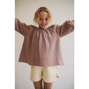 LiiLU dívčí mušelínová halenka SS24 - 063 pale mauve Velikost: 152 100% organická bavlna
