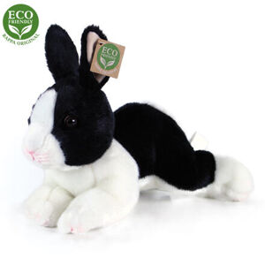 Rappa Plyšový králík bílo-černý ležící, 23 cm, ECO-FRIENDLY
