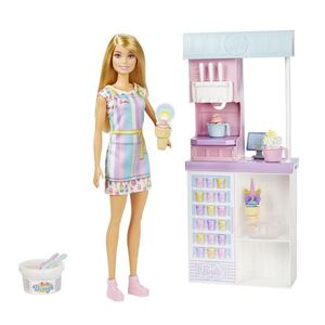 Mattel Barbie HERNÍ SET PRODAVAČKA ZMRZLINY BLONDÝNKA