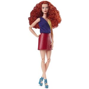 Mattel Barbie LOOKS RUSOVLÁSKA V ČERVENÉ SUKNI