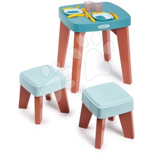 Stůl se dvěma židlemi Dinning Table Vert Azur Écoiffier s jídelní soupravou 13 doplňků od 18 měsíců
