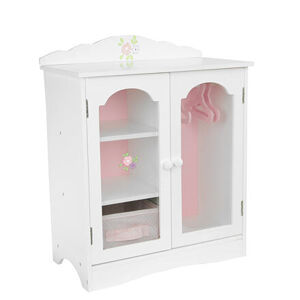 Teamson Olivia's Little World - bílá prosklená skříň pro panenky s ramínky