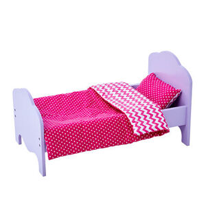 Teamson Olivia's Little World - Fialová postel s růžovo bílým oboustranným povlečením