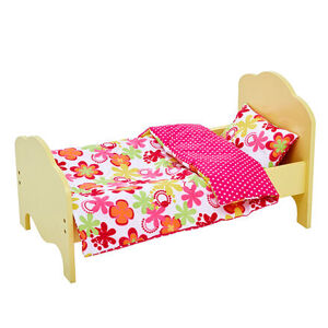 Teamson Olivia's Little World - Žlutá postel a oboustranné povlečení s květinami