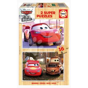 Dřevěné puzzle Cars on the Road Educa 2 x 16 dílků od 3 let