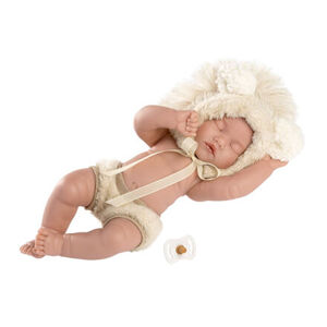 Llorens  NEW BORN CHLAPEČEK - spící realistická panenka miminko s celovinylovým tělem - 31 cm