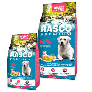Granule Rasco Premium Junior Large kuře s rýží 15kg  + Rasco Premium Junior Large 3kg