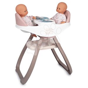Jídelní židle pro dvojčata Twin Highchair 2in1 Natur D'Amour Baby Nurse Smoby pro 42 cm panenky se 4 doplňky od 24 měsíců