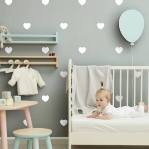 INSPIO srdíčka v bílém provedení - samolepky na zeď do dětského pokoje