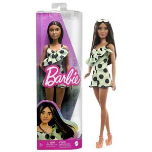 Mattel Barbie MODELKA - LIMETKOVÉ ŠATY S PUNTÍKY