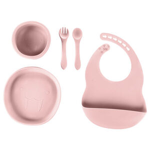 Zopa Silikonová dětská jídelní sada - růžová