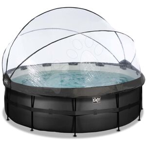 Bazén s krytem a pískovou filtrací Black Leather pool Exit Toys kruhový ocelová konstrukce 427*122 cm černý od 6 let