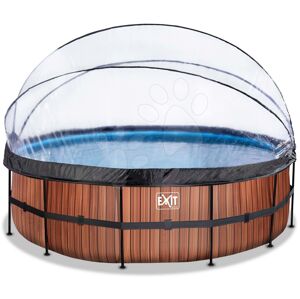 Bazén s krytem pískovou filtrací Wood pool Exit Toys kruhový ocelová konstrukce 488*122 cm hnědý od 6 let