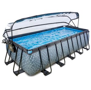 Bazén s krytem a pískovou filtrací Stone pool Exit Toys ocelová konstrukce 540*250*122 cm šedý od 6 let