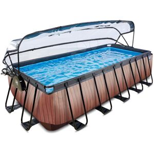 Bazén s krytem a pískovou filtrací Wood pool Exit Toys ocelová konstrukce 540*250*122 cm hnědý od 6 let