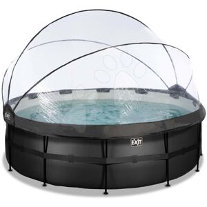 Bazén s krytem pískovou filtrací a tepelným čerpadlem Black Leather pool Exit Toys kruhový ocelová konstrukce 427*122 cm černý od 6 let