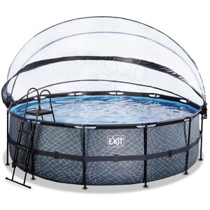 Bazén s krytem pískovou filtrací a tepelným čerpadlem Stone pool Exit Toys kruhový ocelová konstrukce 450*122 cm šedý od 6 let