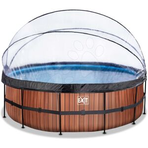 Bazén s krytem pískovou filtrací a tepelným čerpadlem Wood pool Exit Toys kruhový ocelová konstrukce 450*122 cm hnědý od 6 let