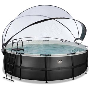 Bazén s krytem pískovou filtrací a tepelným čerpadlem Black Leather pool Exit Toys kruhový ocelová konstrukce 488*122 cm černý od 6 let