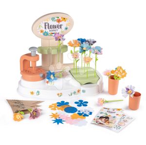 Kvetinárstvo s vlastnou výrobou kvetov Flower Market Smoby z rôznych textilných lupienkov 104 doplnkov SM350407