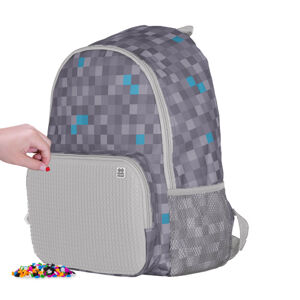 PIXIE CREW volnočasový batoh Adventure - šedo-modrá kostka  + 200 pixelů zdarma