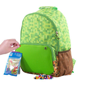 PIXIE CREW volnočasový batoh Adventure - zeleno-hnědá kostka  + 200 pixelů zdarma