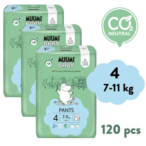 Muumi Baby Pants 4 Maxi 7-11 kg (120 ks), měsíční balení kalhotkových eko plen