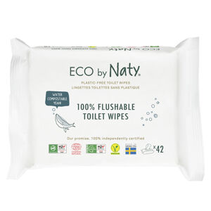 Eco by Naty Vlhčené ubrousky bez vůně ECO, splachovatelné a s funkcí toaletního papíru (42 ks)