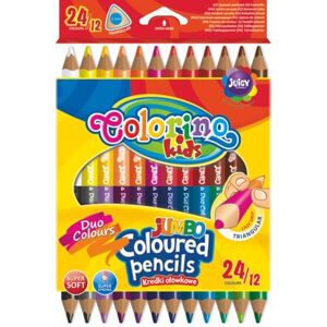 Trojhranné Jumbo pastelky 24 barev, 12 ks, Colorino Kids