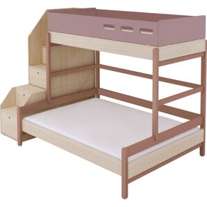 Flexa Rodinná postel Flexa - Popsicle s schody (růžová)