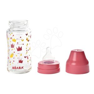 Beaba kojenecká skleněná láhev Crown 240 ml se širokým hrdlem 911654 růžová