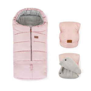 PETITE&MARS Zimní set fusak Jibot 3v1 + rukavice na kočárek Jasie Flamingo Pink