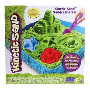 Spin Master Kinetic Sand Box Sada (Sand Box & Nářadí - 1lb/454g) - zelená barva