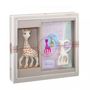 Vulli Můj první dárkový set (žirafa Sophie & měkké pouzdro na zápisky o děťátku & kousátko v barvě I
