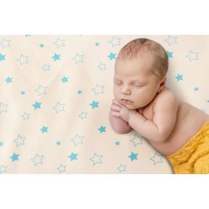 ByBoom Dětská deka 70x100 cm - BIO bavlna s motivy, Přírodní - Hvězdy Aqua