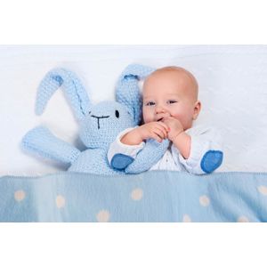 ByBoom Dětská deka 75x100 cm - bavlněný fleece se vzorem, Modrá/Ecru