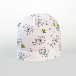 Karpet Dívčí úpletová čepice s potiskem květy - bílá vel.5