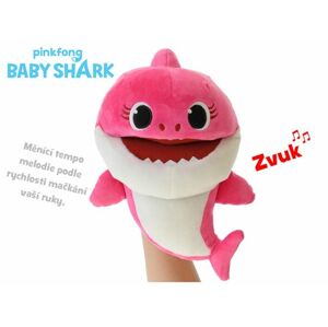 Baby Shark plyšový maňásek 23cm růžový na baterie s volitelnou rychlostí hlasu 12m+ v sáčku