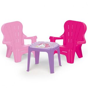 DOLU Dětský zahradní set stůl a 2 židle, jednorožec