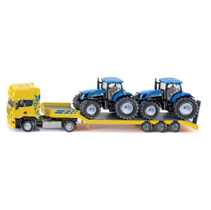 SIKU Farmer - Scania s přívěsem a 2 traktory New Holland T7070
