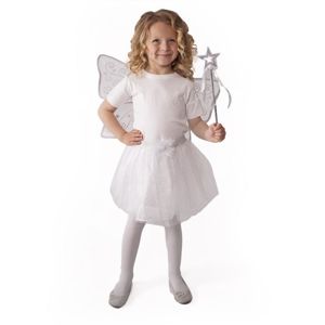 RAPPA Kostým tutu sukně bílý motýl s křídly a hůlkou