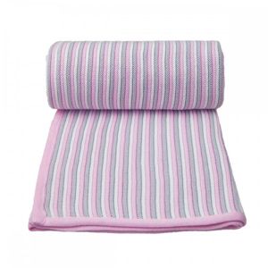 T-TOMI Pletená deka spring, white-pink / bílo-růžová