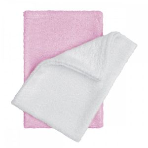 T-TOMI Bambusové žínky - rukavice, white+pink / bílá + růžová
