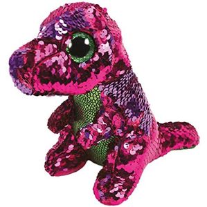 TY Meteor Beanie Boos Flippables STOMPY - pink-green dinosaur 15 cm