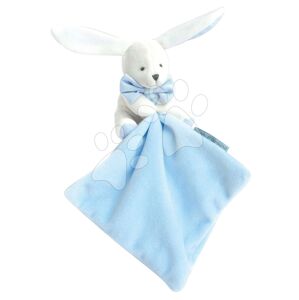 Plyšový zajačik na maznanie Bunny Flower Box Doudou et Compagnie modrý 10 cm v darčekovom balení od 0 mes DC3338