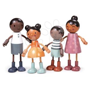 Dřevěná rodinka multikulturní Humming Bird Doll Family Tender Leaf Toys 4 postavičky s pohyblivými končetinami