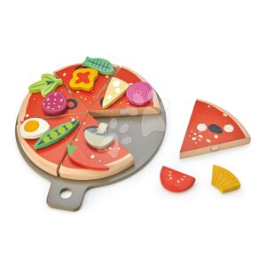 Dřevěná Pizza Party Tender Leaf Toys se 6 křupavými díly a 12 potravinami