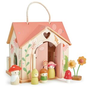 Dřevěný lesní domeček Rosewood Cottage Tender Leaf Toys s houpačkou zahrádkou a 4 postavičkami