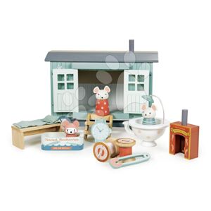 Dřevěná chatka pro myšky Secret Meadow Shepherds Hut Tender Leaf Toys z pohádky Merrywood Tales se 3 figurkami